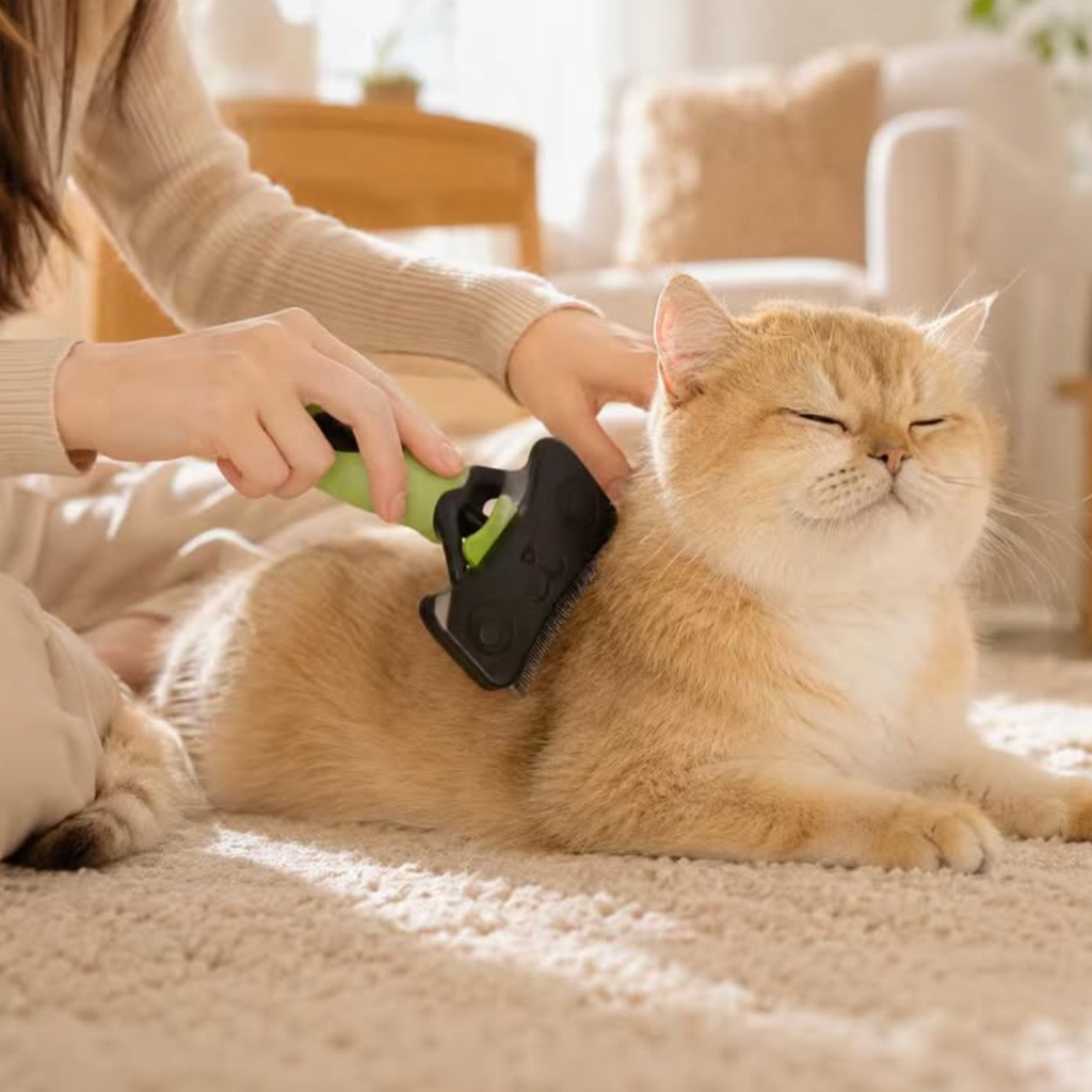 Curved Self-Cleaning Deshedding Brush